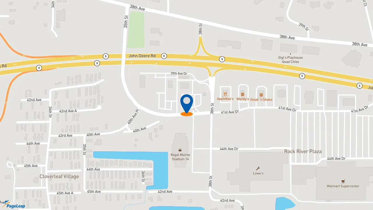 https://pageleap.com map showing location of Popeyes Louisiana Kitchen in Moline.