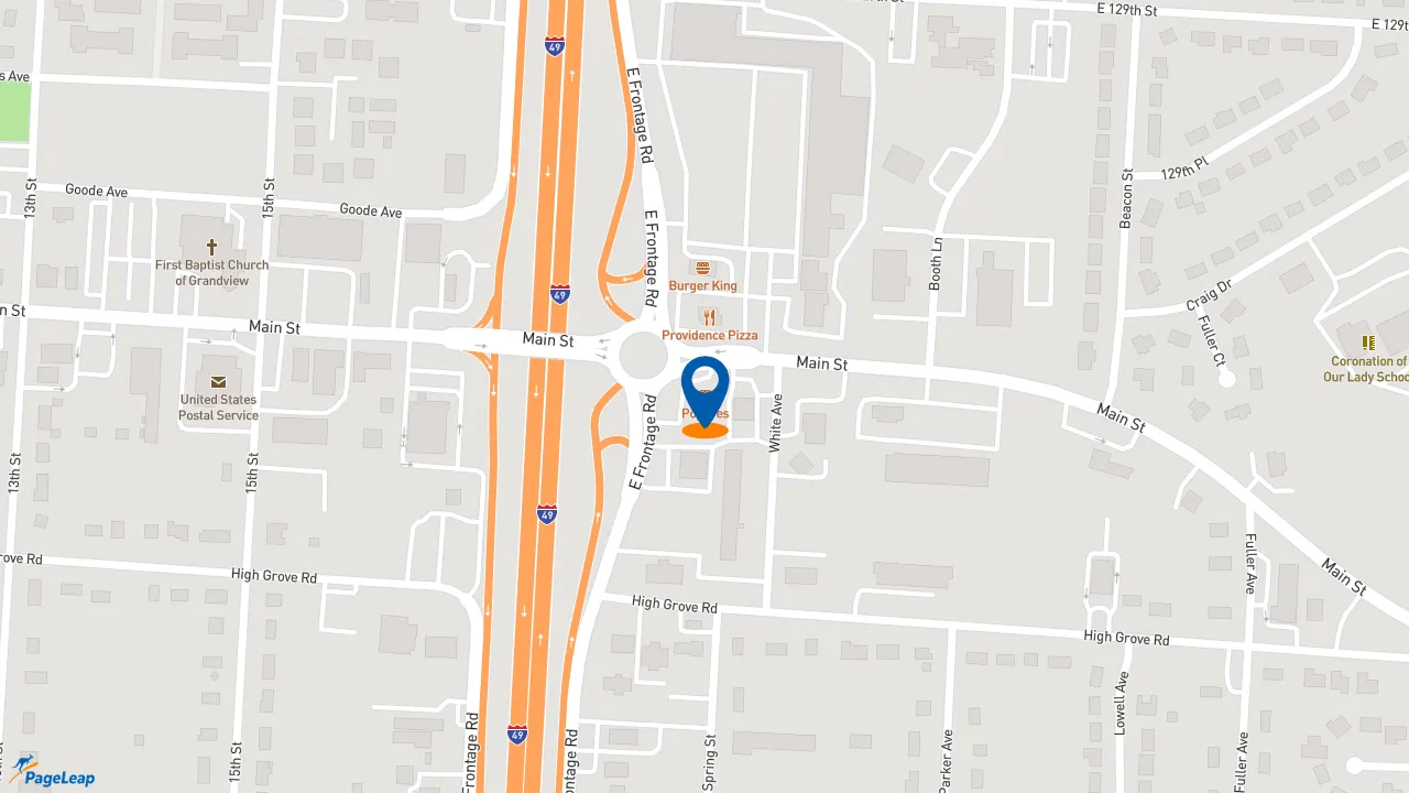 https://pageleap.com map showing location of Popeyes Louisiana Kitchen in Grandview.