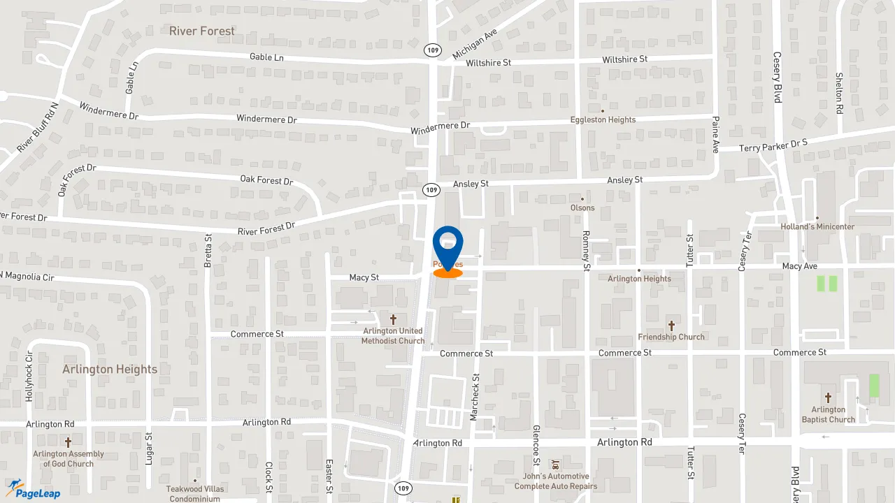 https://pageleap.com map showing location of Popeyes Louisiana Kitchen in Jacksonville.