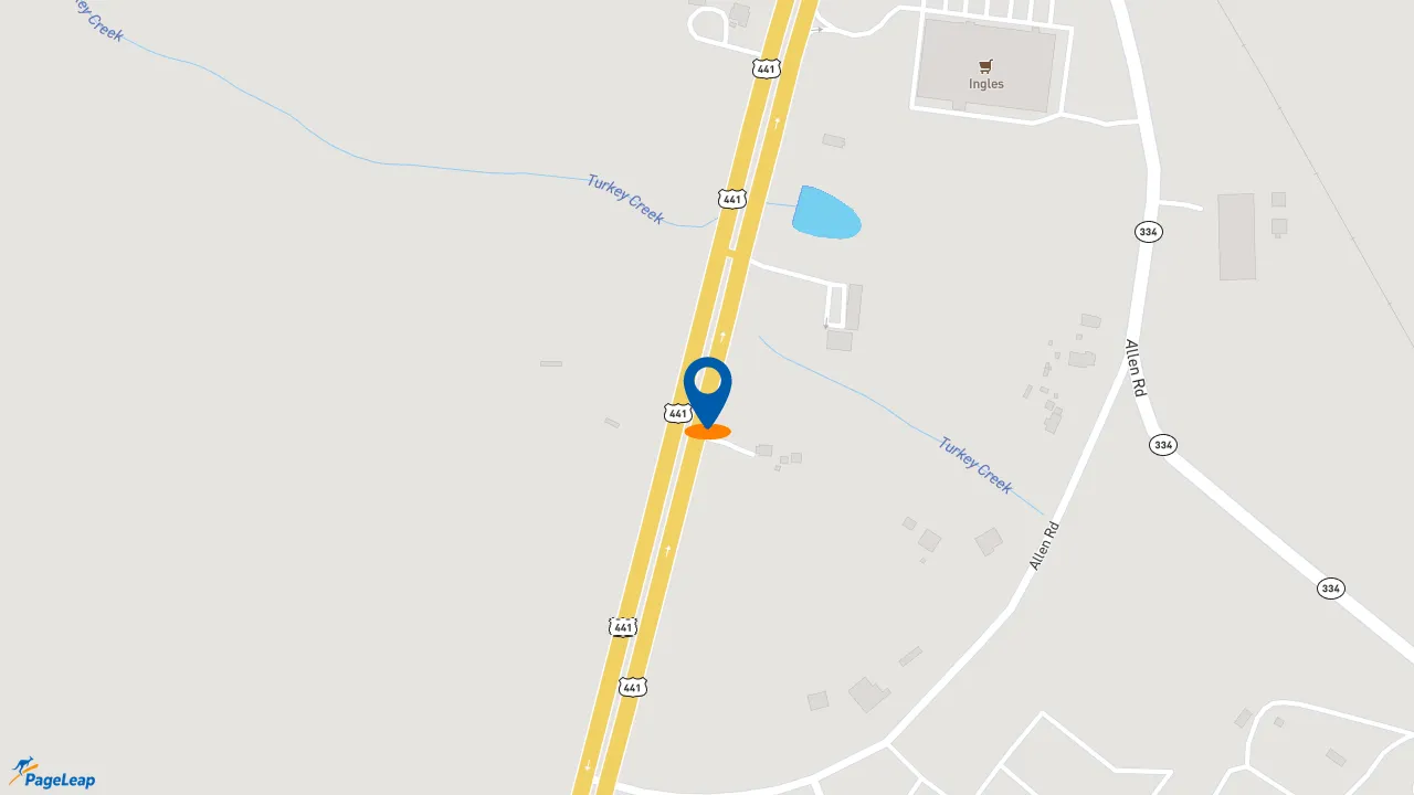 https://pageleap.com map showing location of Popeyes Louisiana Kitchen in Commerce.