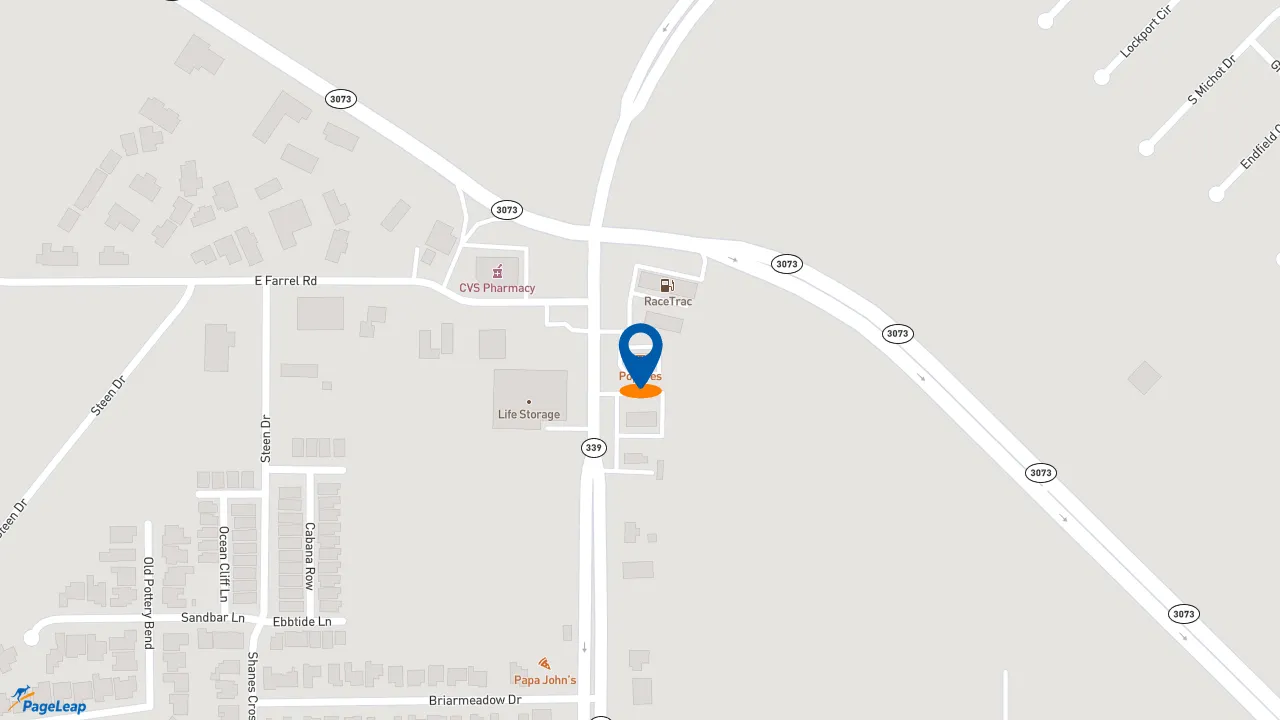 https://pageleap.com map showing location of Popeyes Louisiana Kitchen in Lafayette.