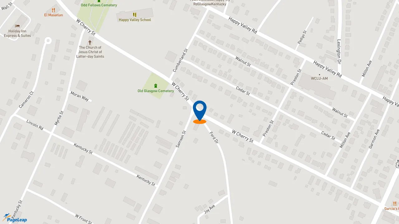 https://pageleap.com map showing location of Popeyes Louisiana Kitchen in Glasgow.