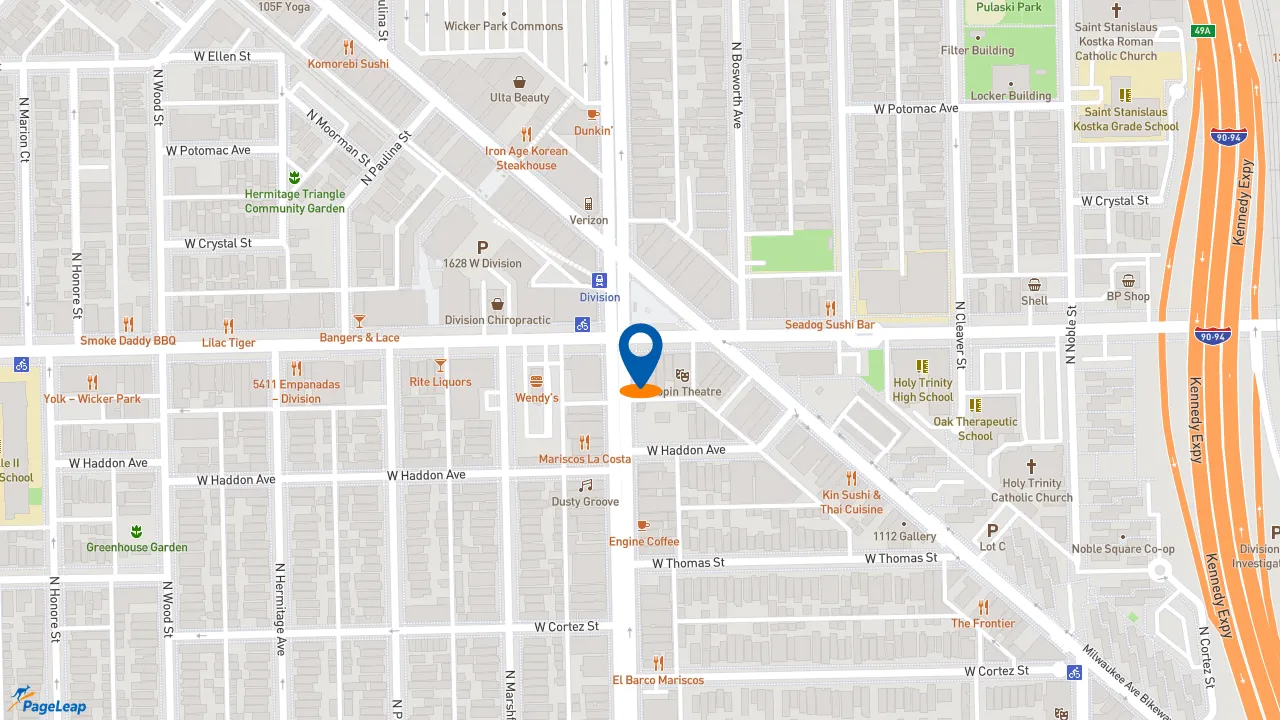 https://pageleap.com map showing location of Popeyes Louisiana Kitchen in Chicago.