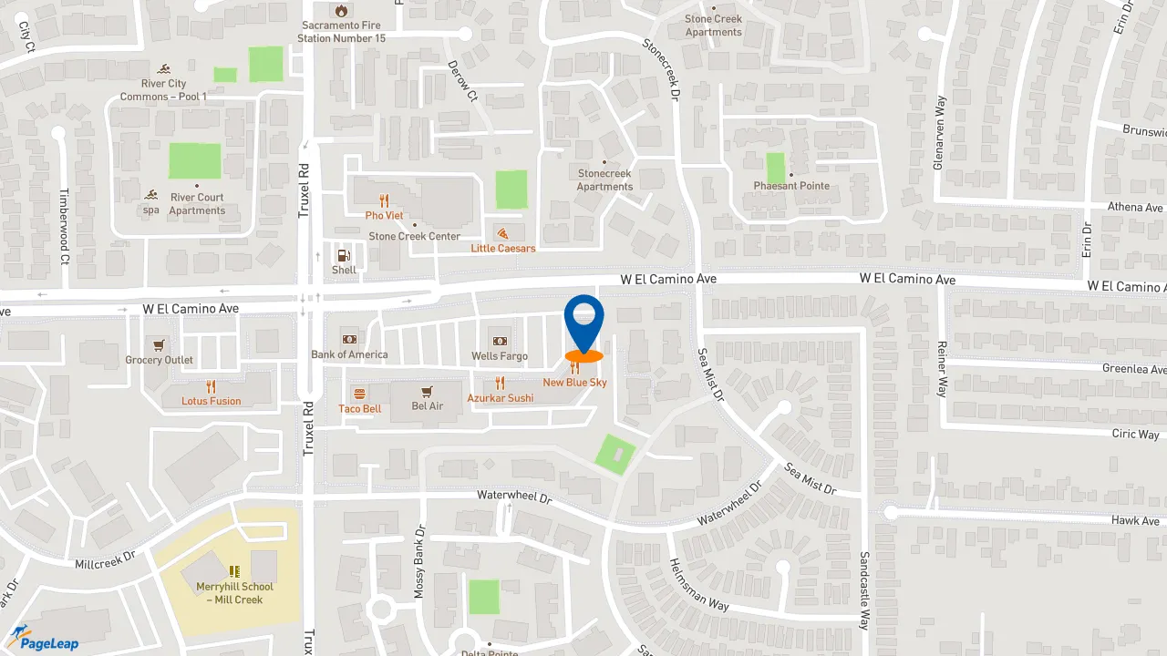 https://pageleap.com map showing location of Popeyes Louisiana Kitchen in Sacramento.