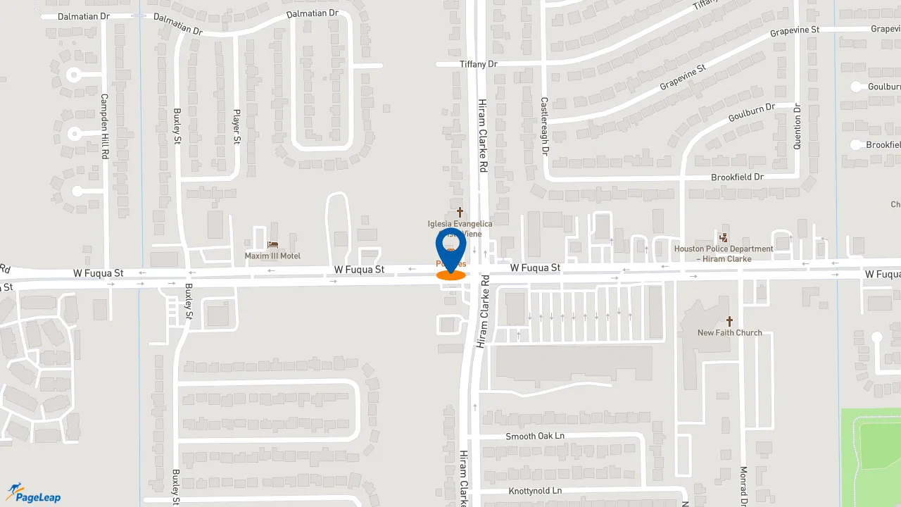 https://pageleap.com map showing location of Popeyes Louisiana Kitchen in Houston.