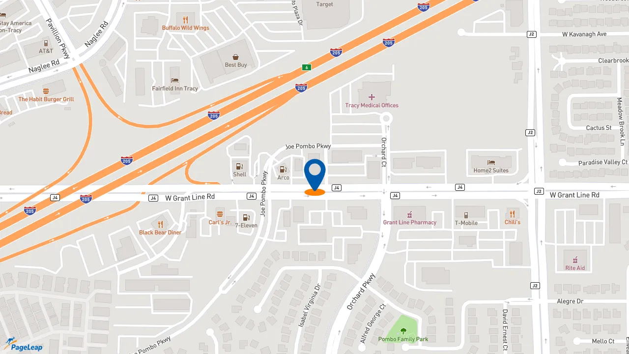 https://pageleap.com map showing location of Popeyes Louisiana Kitchen in Tracy.