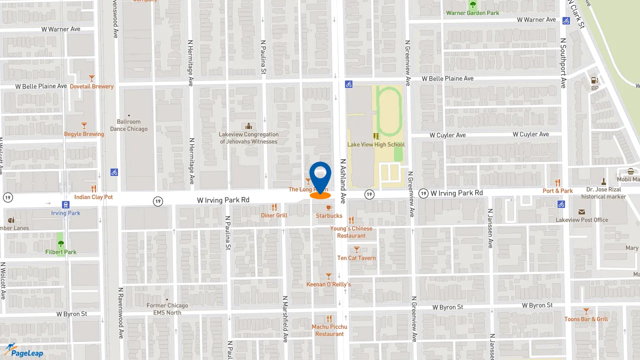 https://pageleap.com map showing location of Popeyes Louisiana Kitchen in Chicago.