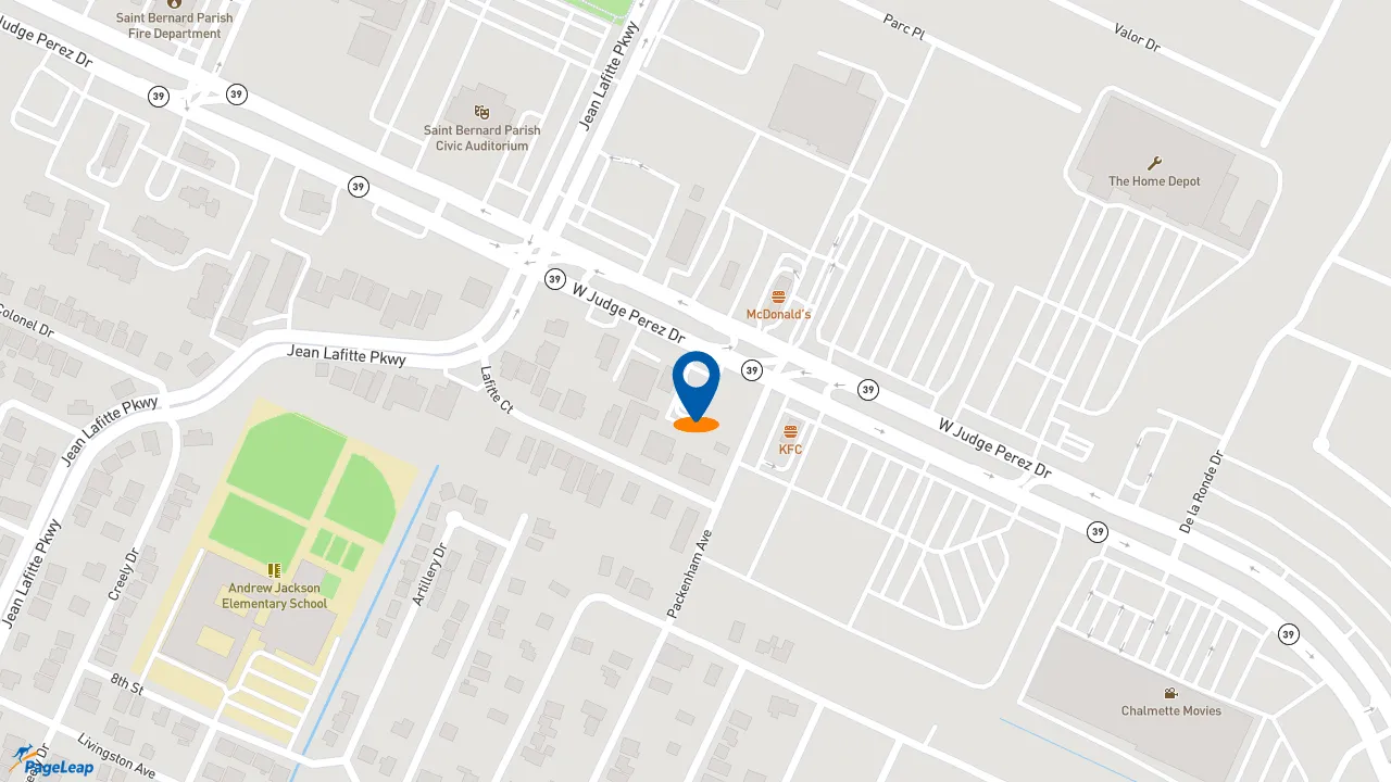 https://pageleap.com map showing location of Popeyes Louisiana Kitchen in Chalmette.