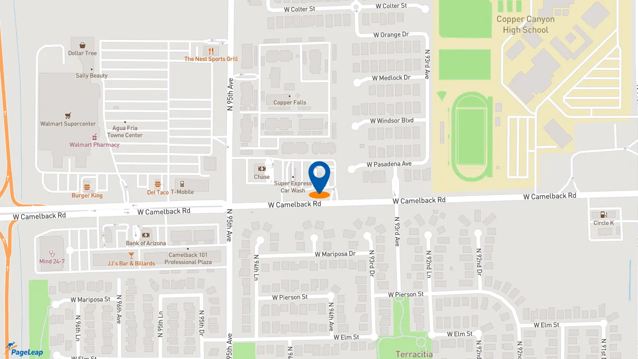 https://pageleap.com map showing location of Popeyes Louisiana Kitchen in Glendale.