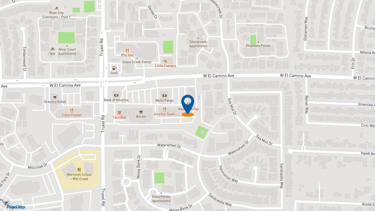 https://pageleap.com map showing location of Popeyes Louisiana Kitchen in Sacramento.