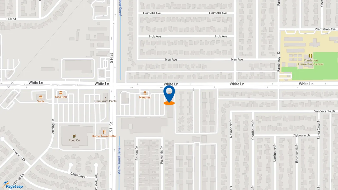 https://pageleap.com map showing location of Popeyes Louisiana Kitchen in Bakersfield.