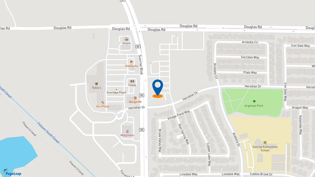 https://pageleap.com map showing location of Popeyes in Rancho Cordova.