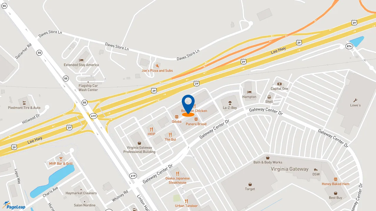 https://pageleap.com map showing location of Potbelly in Gainesville.