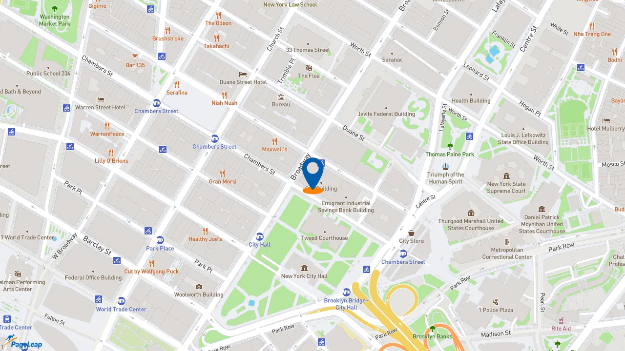 https://pageleap.com map showing location of Potbelly in New York.
