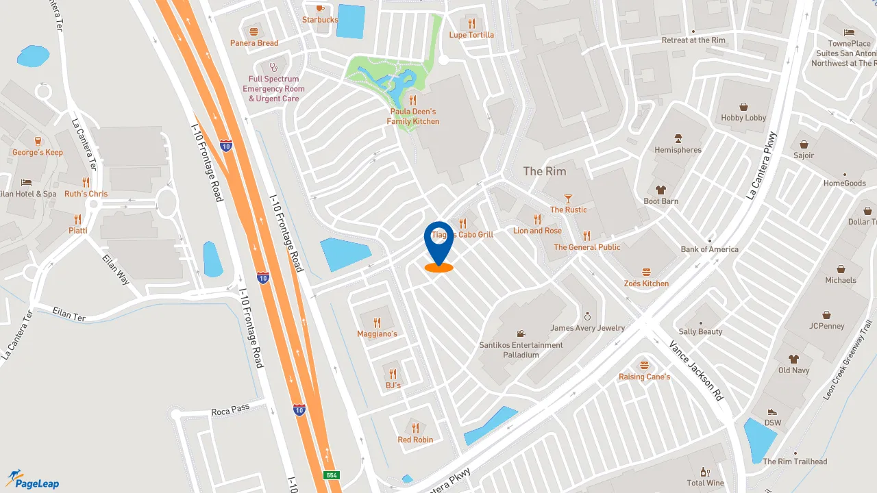 https://pageleap.com map showing location of Potbelly in San Antonio.