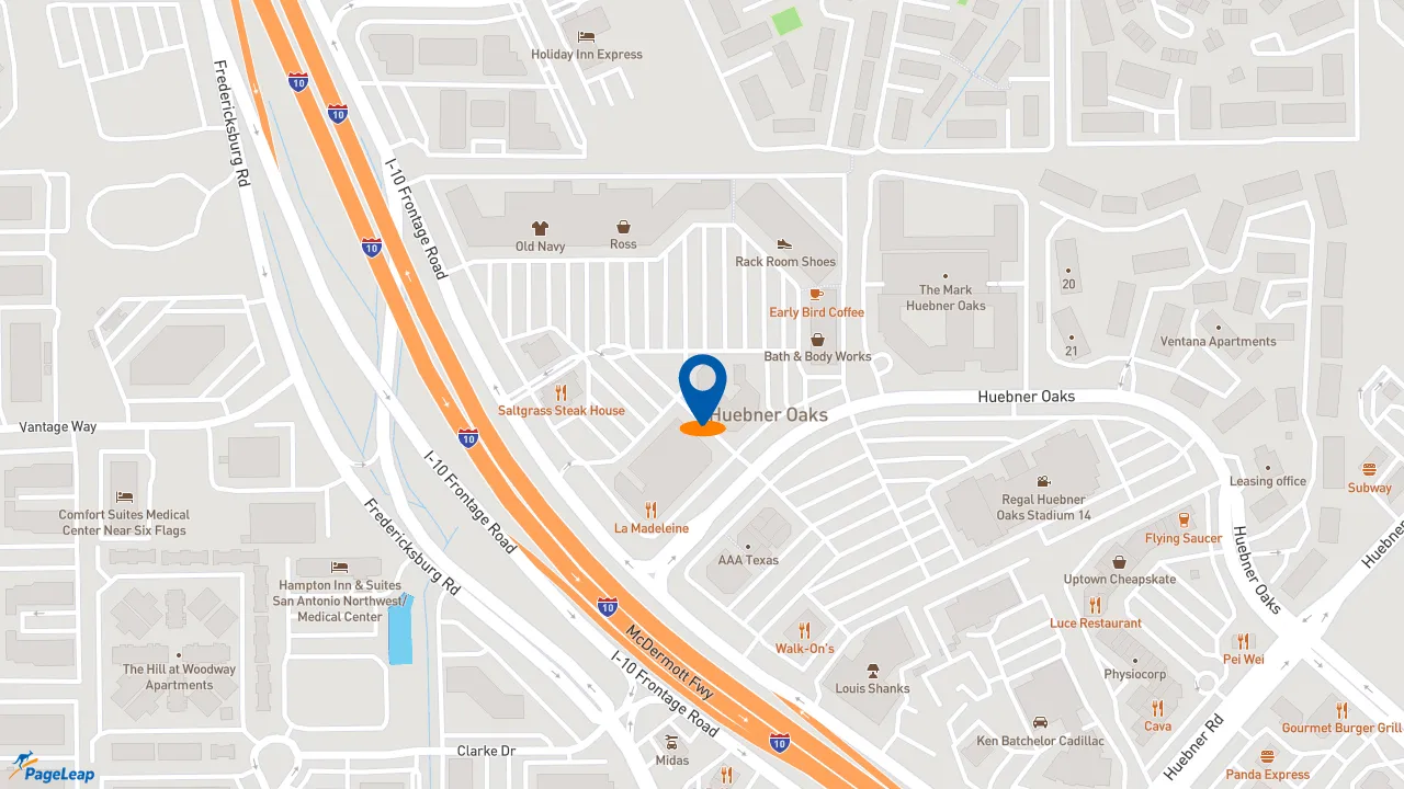https://pageleap.com map showing location of Potbelly in San Antonio.