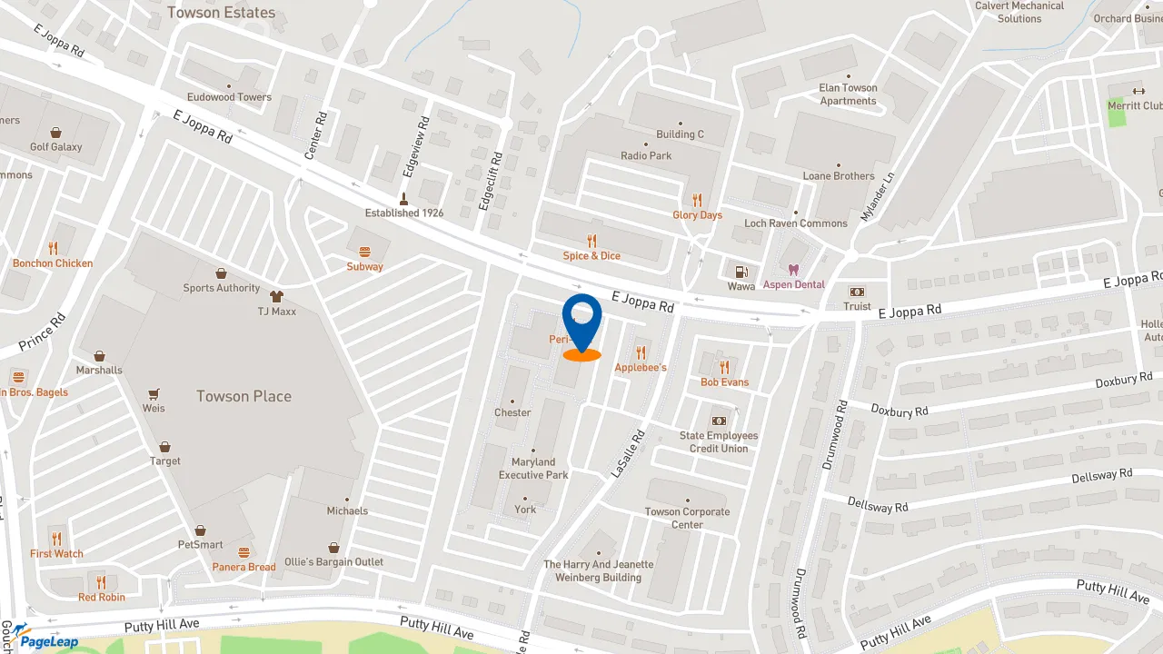 https://pageleap.com map showing location of Potbelly in Towson.