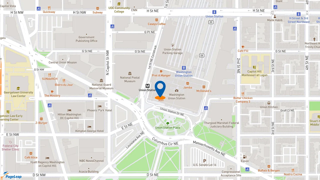 https://pageleap.com map showing location of Potbelly in Washington.