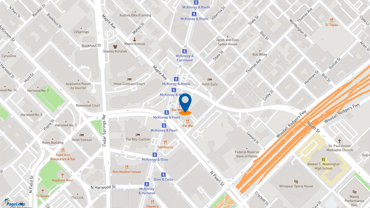 https://pageleap.com map showing location of Potbelly in Dallas.