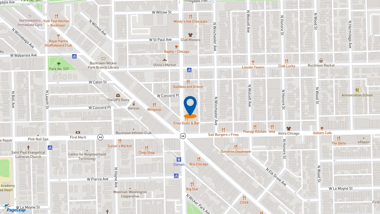 https://pageleap.com map showing location of Potbelly in Chicago.