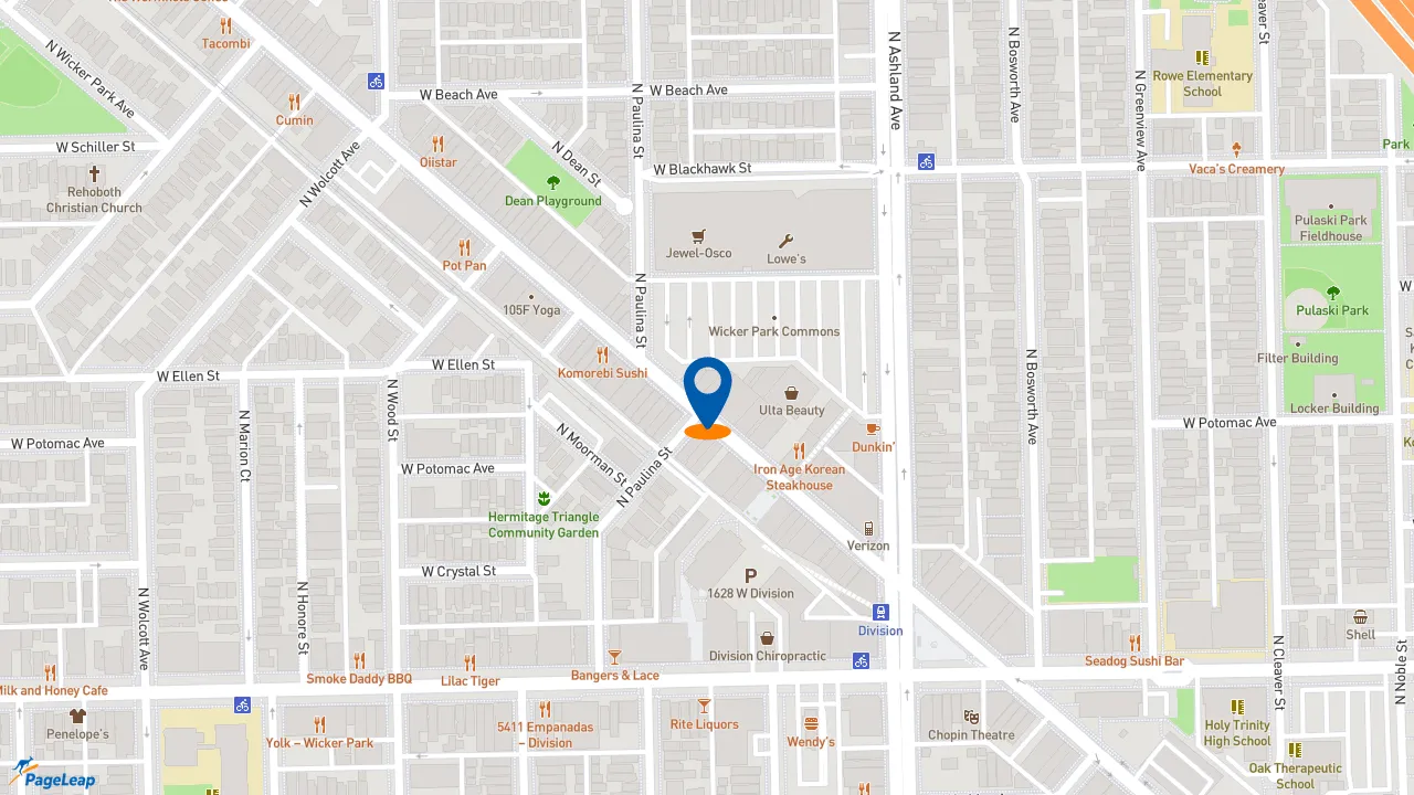 https://pageleap.com map showing location of Potbelly in Chicago.
