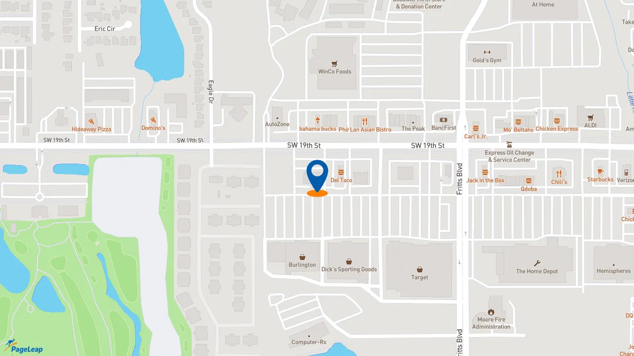 https://pageleap.com map showing location of Potbelly in Moore.