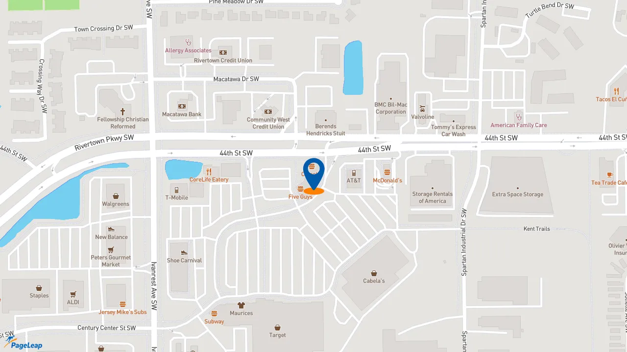 https://pageleap.com map showing location of Potbelly in Grandville.