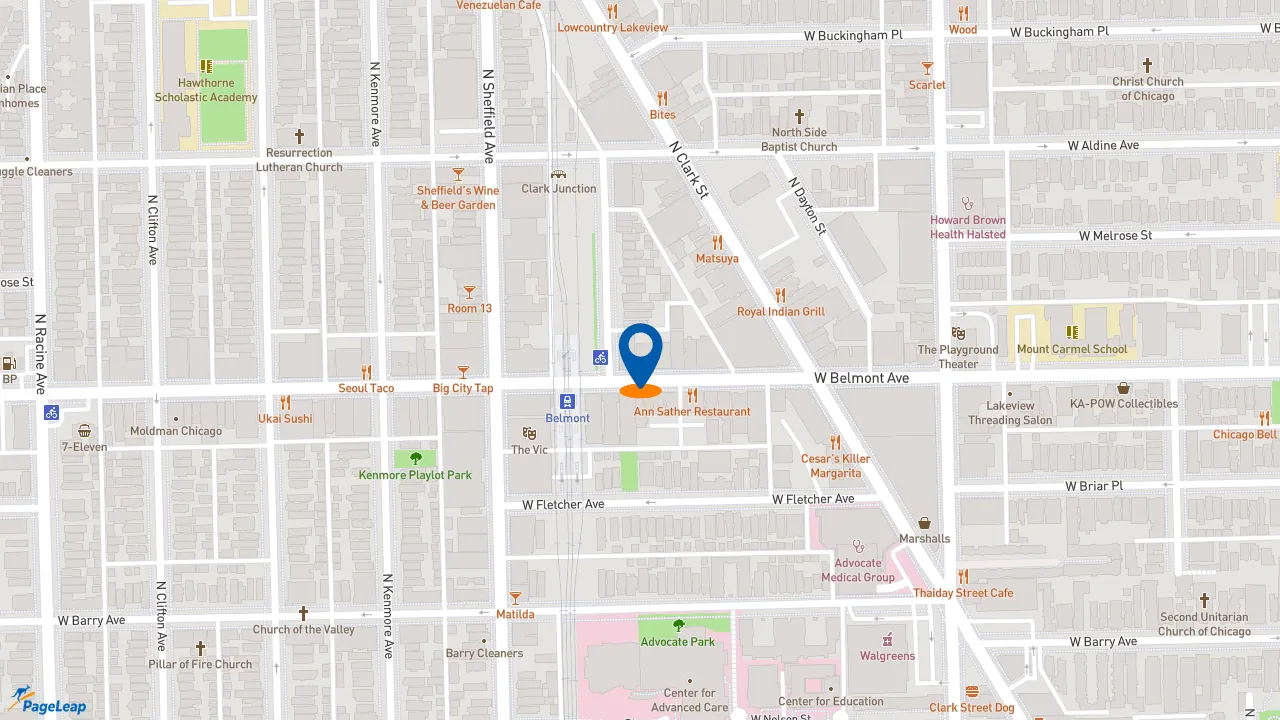 https://pageleap.com map showing location of Potbelly in Chicago.