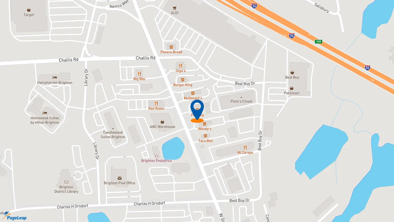 https://pageleap.com map showing location of Potbelly in Brighton.
