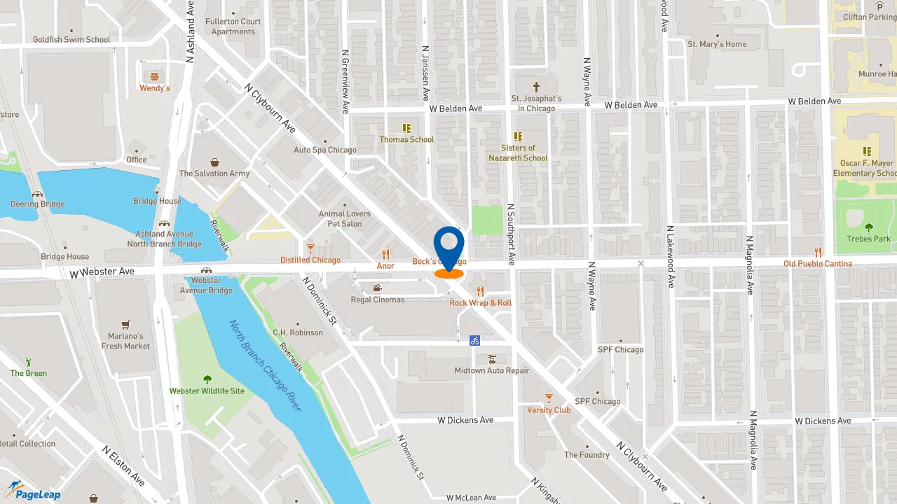 https://pageleap.com map showing location of Potbelly in Chicago.