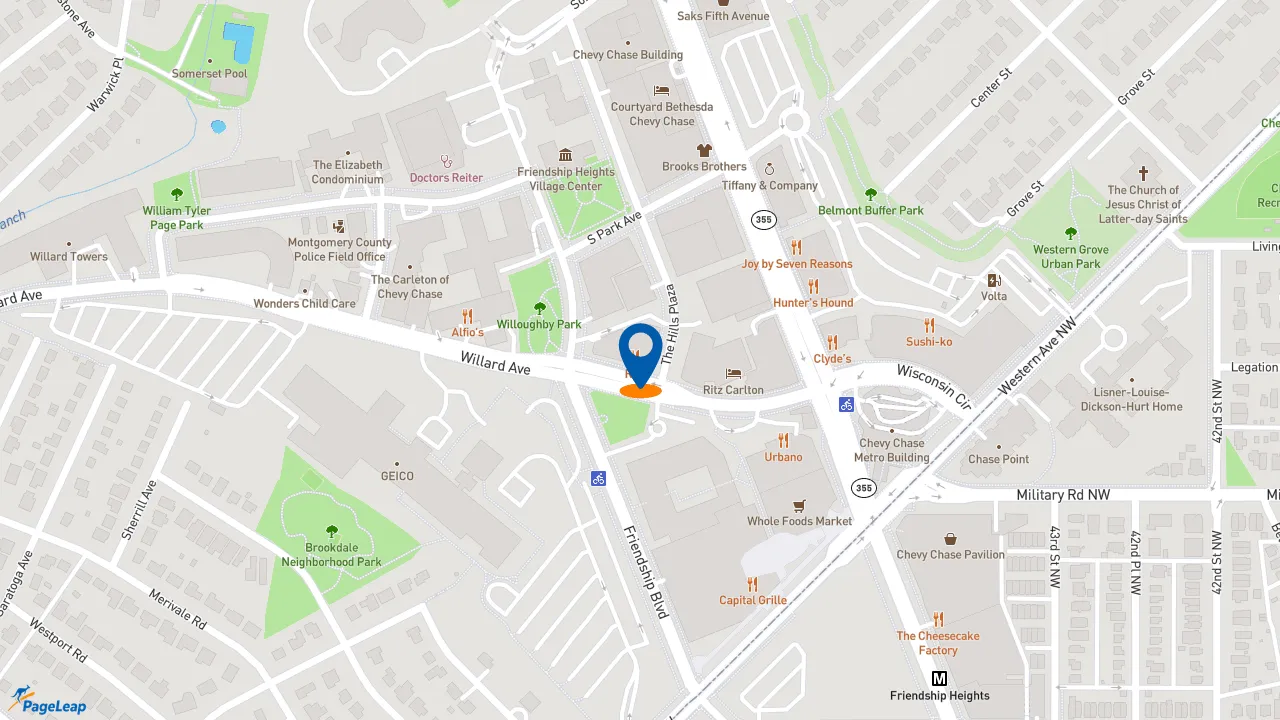 https://pageleap.com map showing location of Potbelly in Chevy Chase.