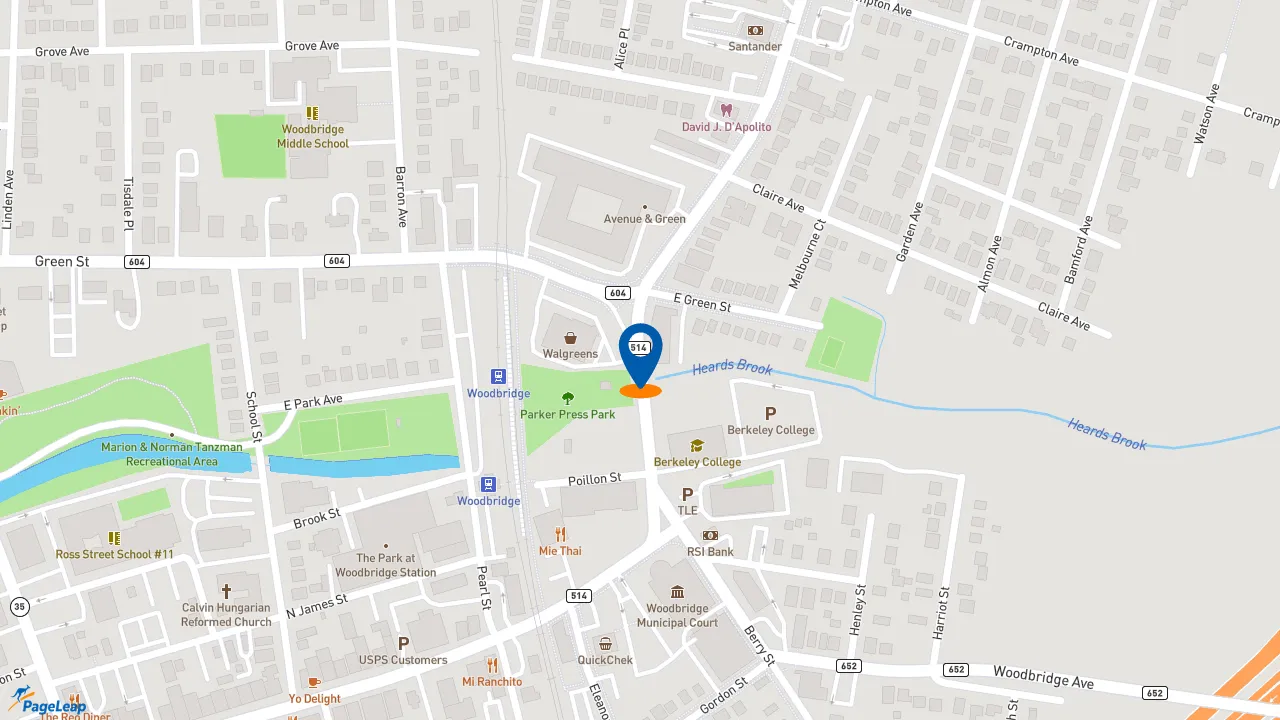 https://pageleap.com map showing location of Precision Transmission &amp; Auto Repair in Woodbridge Township.