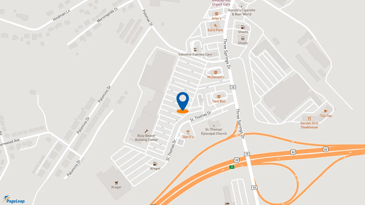 https://pageleap.com map showing location of Primanti Bros. Restaurant and Bar Weirton in Weirton.