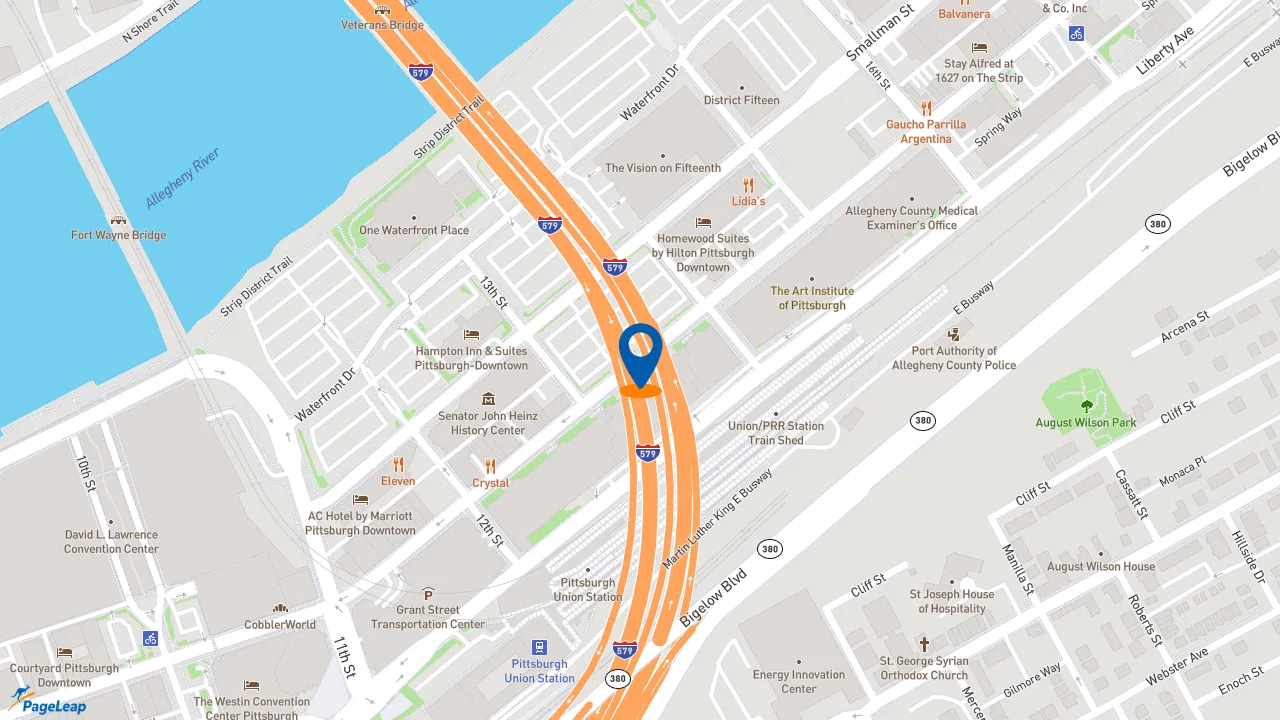 https://pageleap.com map showing location of PrimoHoagies in Pittsburgh.