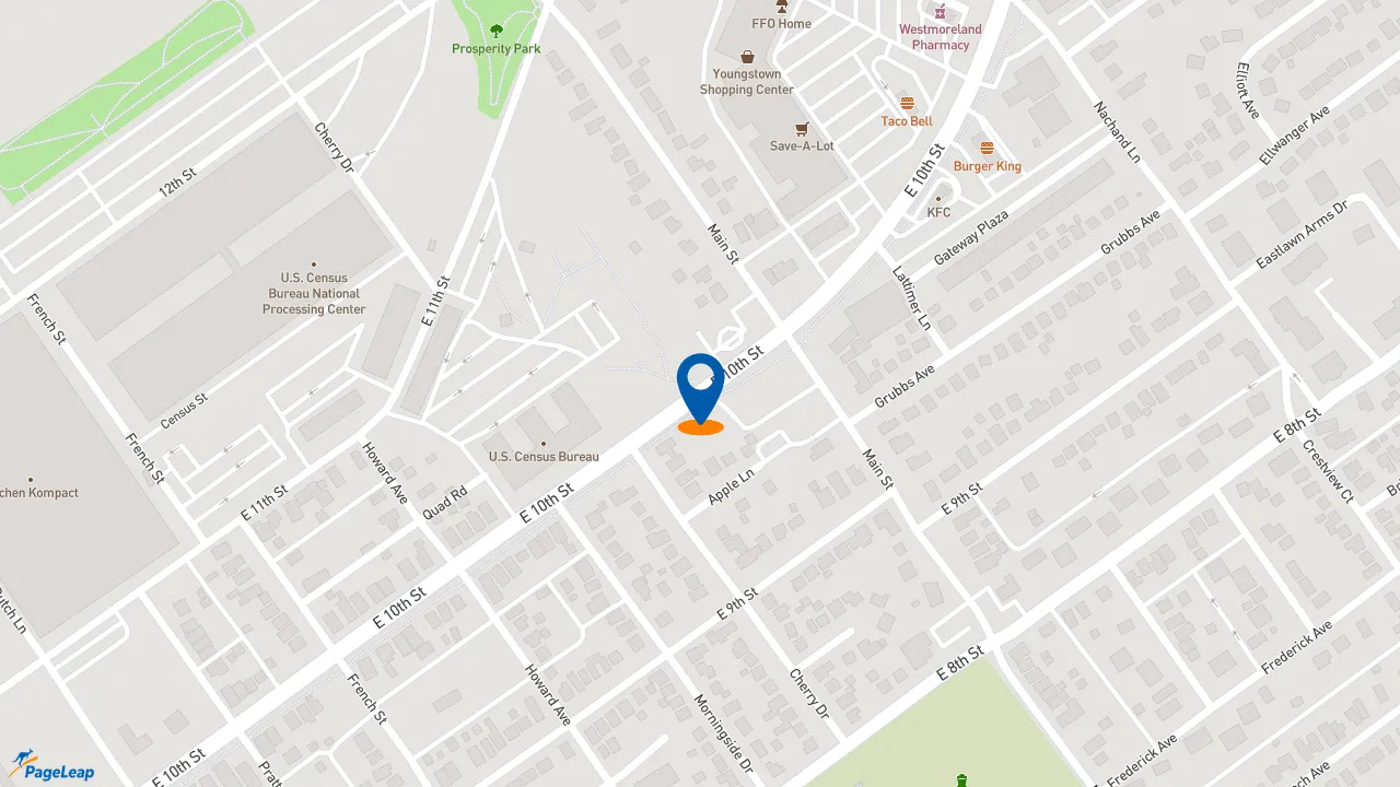 https://pageleap.com map showing location of QDOBA Mexican Eats in Jeffersonville.