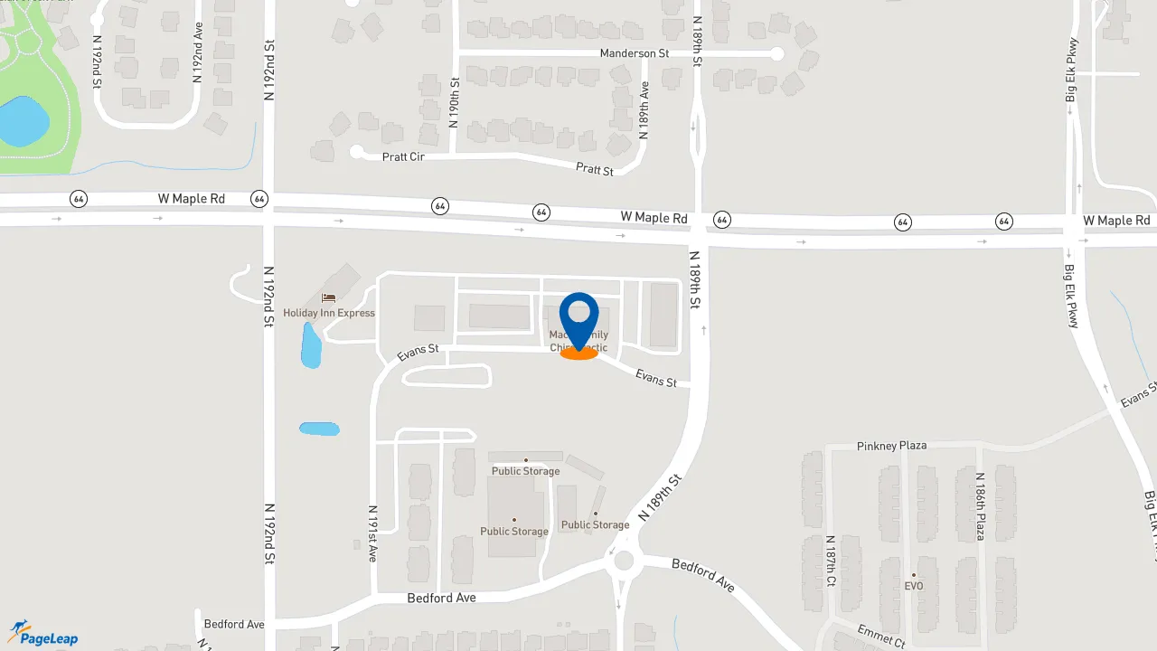 https://pageleap.com map showing location of QDOBA Mexican Eats in Elkhorn.
