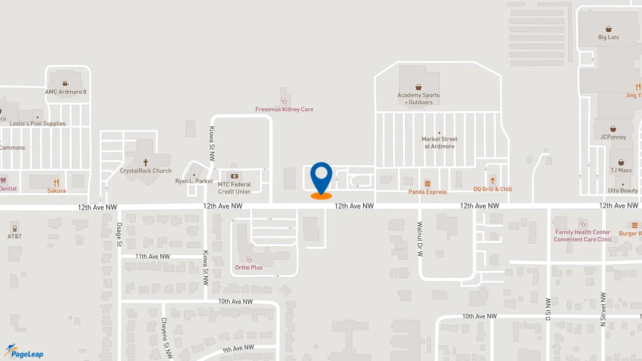 https://pageleap.com map showing location of QDOBA Mexican Eats in Ardmore.