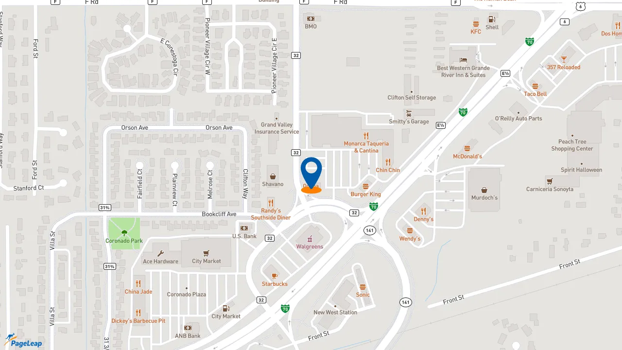 https://pageleap.com map showing location of QDOBA Mexican Eats in Clifton.