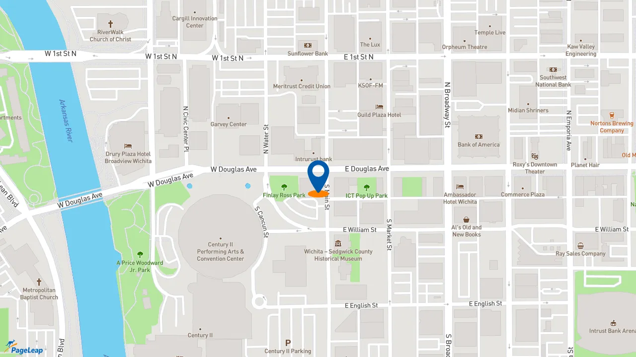 https://pageleap.com map showing location of Quiznos in Wichita.