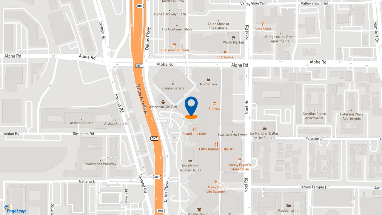 https://pageleap.com map showing location of Raising Cane&#039;s Chicken Fingers in Dallas.