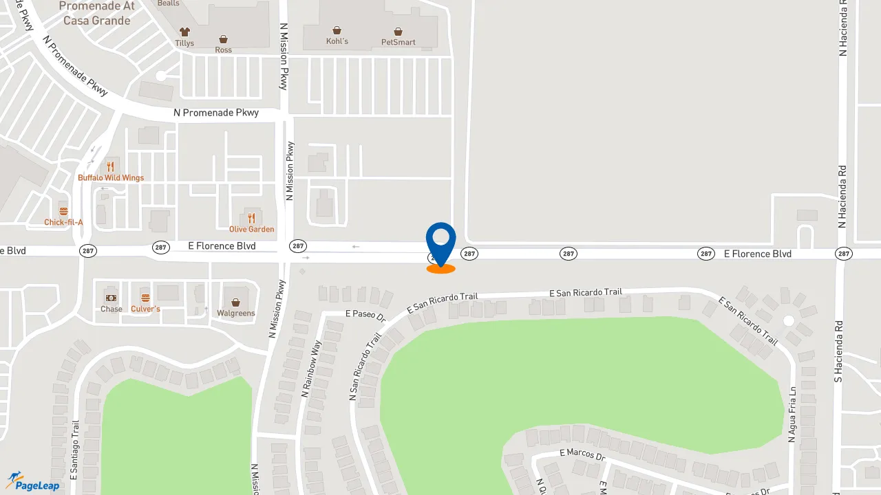 https://pageleap.com map showing location of Raising Cane&#039;s Chicken Fingers in Casa Grande.