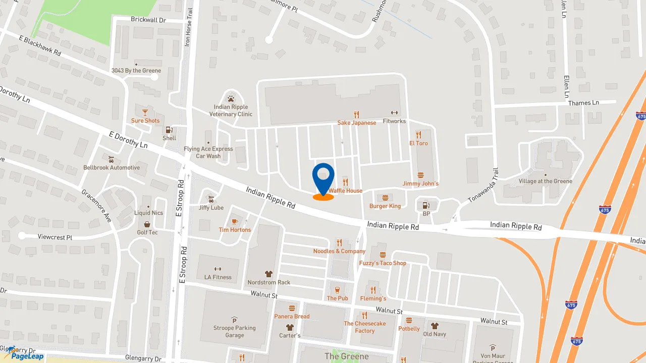 https://pageleap.com map showing location of Raising Cane&#039;s Chicken Fingers in Beavercreek.