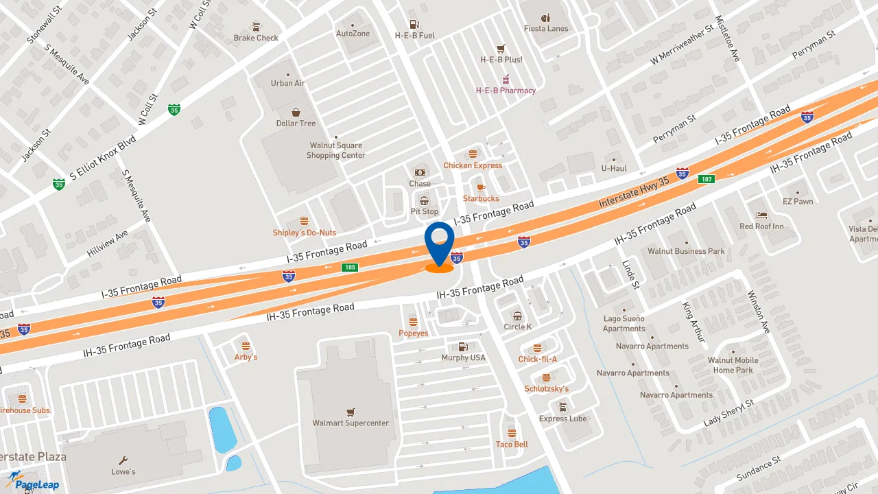 https://pageleap.com map showing location of Raising Cane&#039;s Chicken Fingers in New Braunfels.
