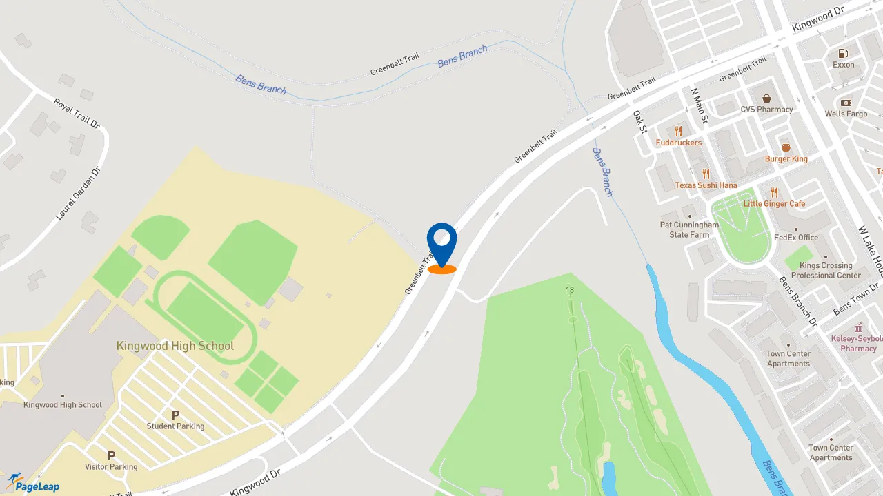https://pageleap.com map showing location of Raising Cane&#039;s Chicken Fingers in Kingwood.
