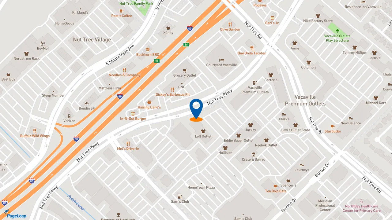 https://pageleap.com map showing location of Raising Cane&#039;s Chicken Fingers in Vacaville.