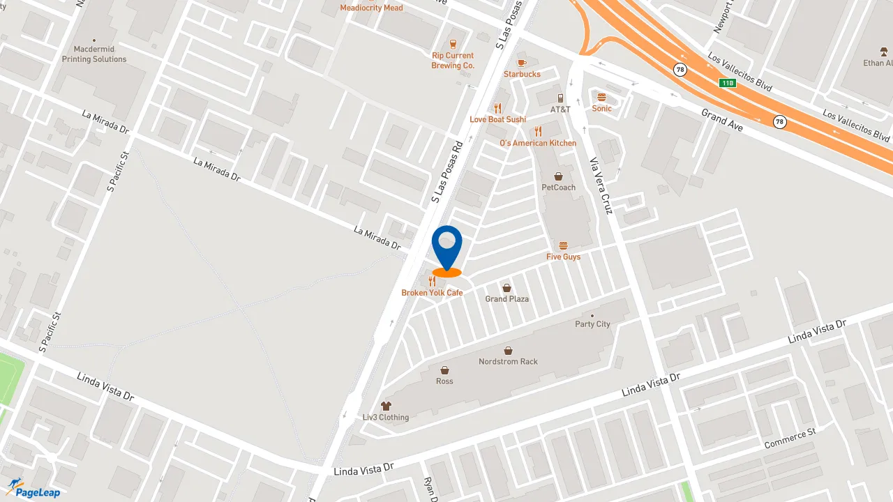 https://pageleap.com map showing location of Raising Cane&#039;s Chicken Fingers in San Marcos.