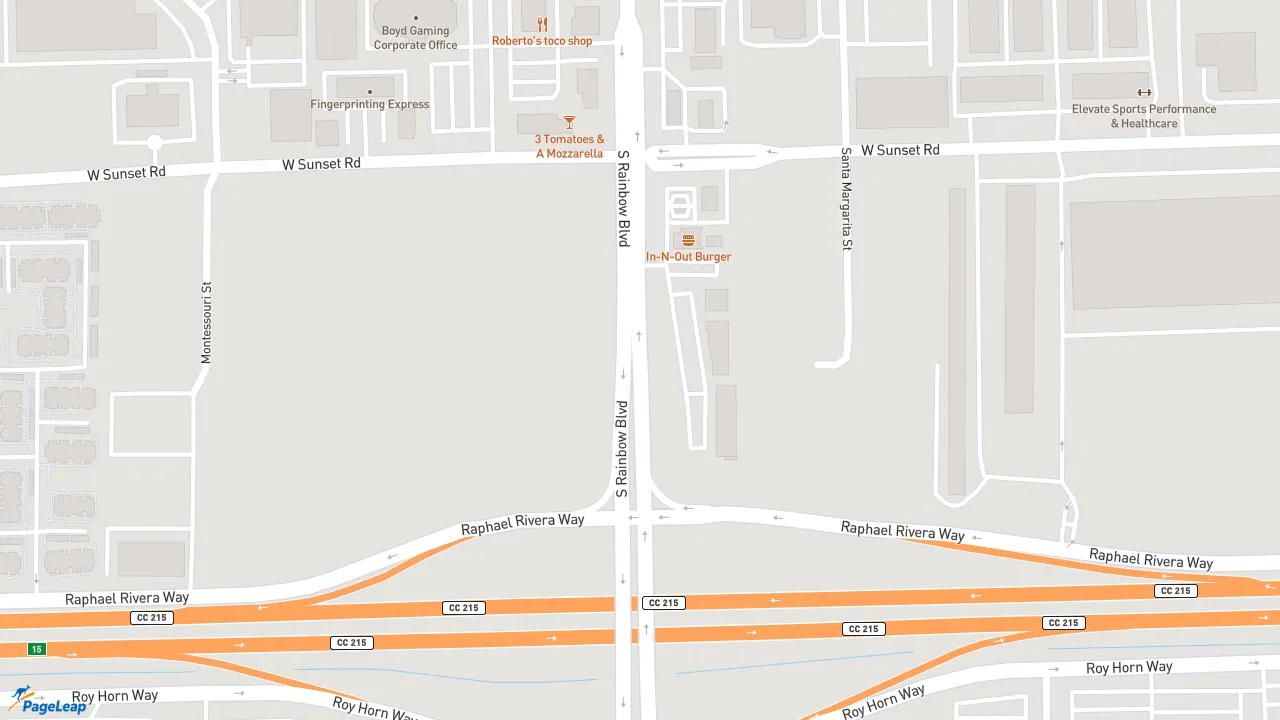 https://pageleap.com map showing location of Raising Cane&#039;s Chicken Fingers in Las Vegas.