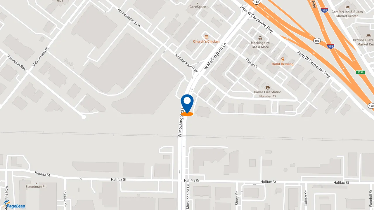 https://pageleap.com map showing location of Raising Cane&#039;s Chicken Fingers in Dallas.