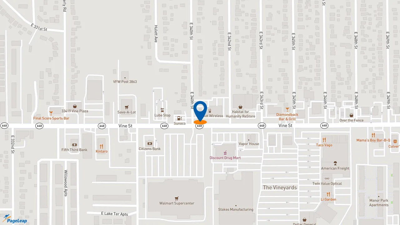 https://pageleap.com map showing location of Rally&#039;s in Eastlake.