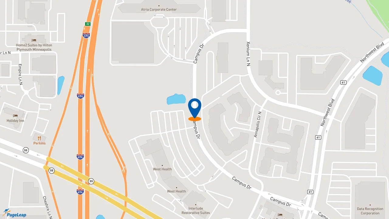 https://pageleap.com map showing location of Red Robin Gourmet Burgers and Brews in Plymouth.